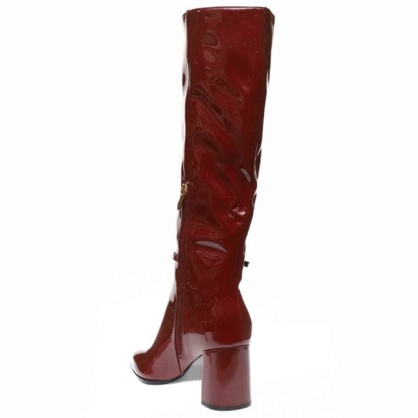 ENVIE POINTY BLOCK-HEEL SHINY BOOTS E45-22423 RED