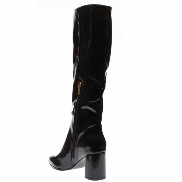 ENVIE POINTY BLOCK-HEEL SHINY BOOTS E45-22423 BLACK