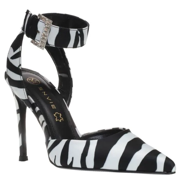 1072410218062200360_photo1 ENVIE ANKLE-STRAP POINTY PUMPS E02-18062 BLACK-WHITE