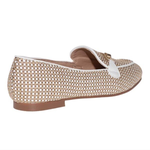 ENVIE FLAT RAFFIA MOCCASINS  E84-2146 WHITE