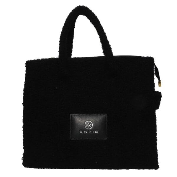 ENVIE FAUX SHERLING TOTE BAG N42-22571 BLACK