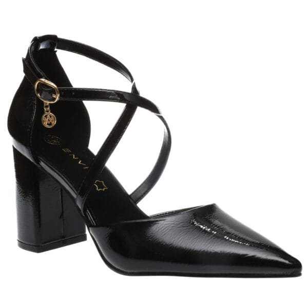 ENVIE BLOCK-HEEL POINTY PUMPS E45-22404 BLACK