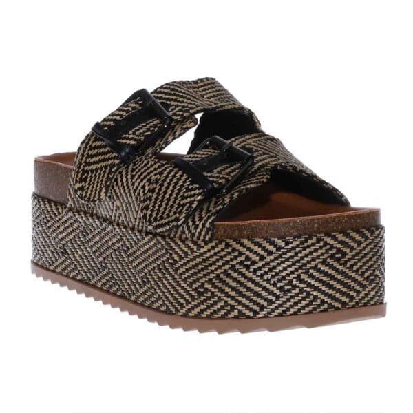 ENVIE CHUNKY RAFFIA FLATFORMS E42-21185 BLACK