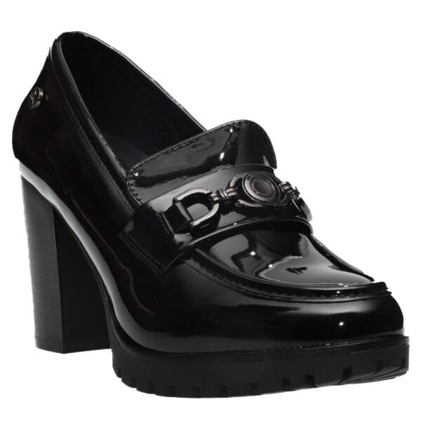 MALENA HIGH-HEEL SHINY LOAFERS 57060 BLACK