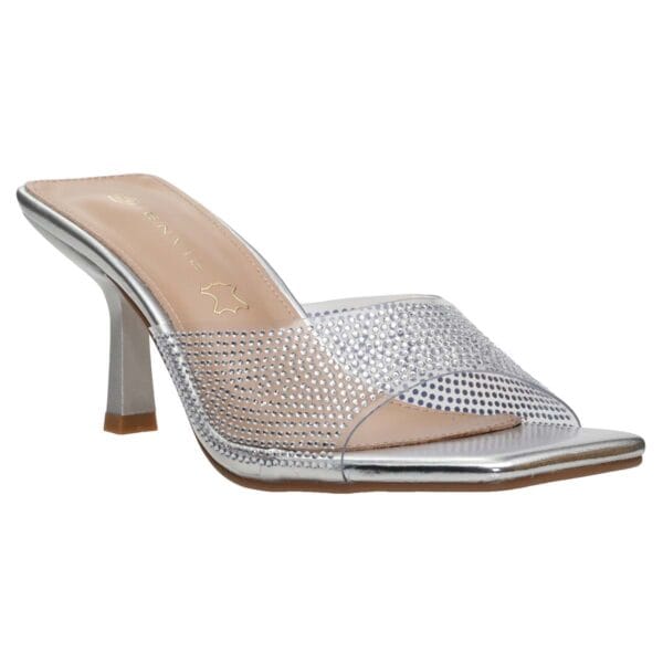 ENVIE SQUARE TOE MULES E43-23147 SILVER