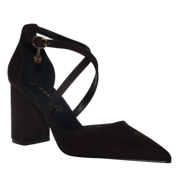 ENVIE BLOCK-HEEL POINTY PUMPS E45-24444 BROWN
